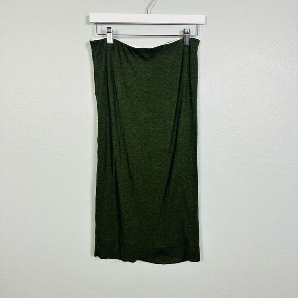 Ann Taylor Dark Green Ruched Long Knit Dress Skirt Size 8 - Picture 5 of 12